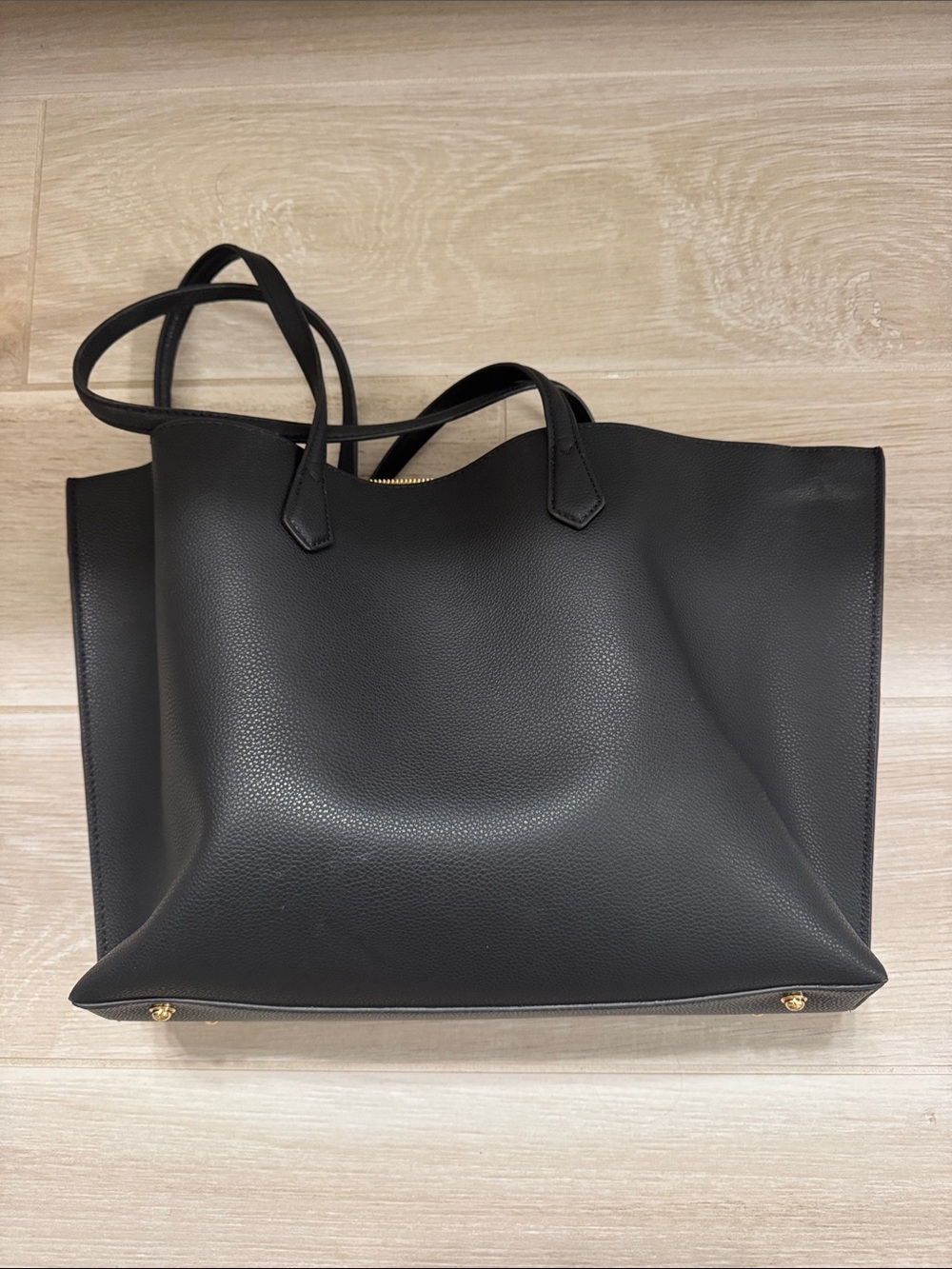 Quince Black Leather Triple Compartment Tote - Picture 5 of 6